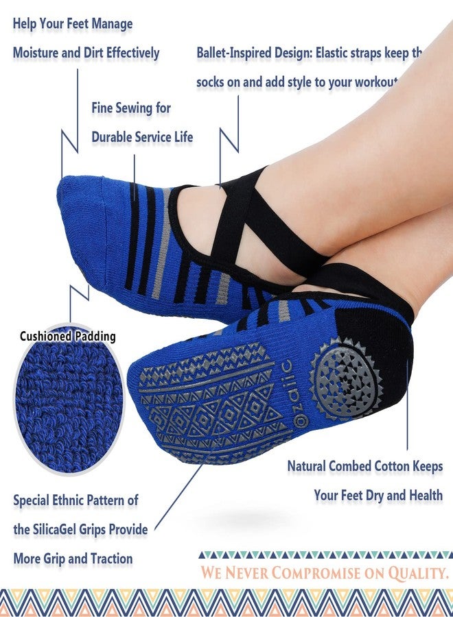 Ozaiic Pilates Socks for Women Non Slip Grip, Yoga Socks with Grippers for Barre, Hospital, Ballet, Dance, Barefoot Workout - Image 2